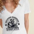 Literary Lover Reading Raccoon Books Premium Women's Jersey Short Sleeve Deep V-Neck Tshirt