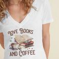 Love Books And Coffee Books Reading Coffee Drinking Women's Jersey Short Sleeve Deep V-Neck Tshirt Love Books And Coffee Books Reading Coffee Drinking Women's Jersey Short Sleeve Deep V-Neck Tshirt