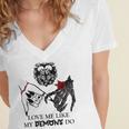 Love Me Like My Demons Do Dark Romance Merch Smutty Book Women's Jersey Short Sleeve Deep V-Neck Tshirt Love Me Like My Demons Do Dark Romance Merch Smutty Book Women's Jersey Short Sleeve Deep V-Neck Tshirt