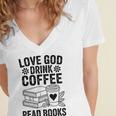 Love God Drink Coffee Read Books For Book Lovers Women's Jersey Short Sleeve Deep V-Neck Tshirt Love God Drink Coffee Read Books For Book Lovers Women's Jersey Short Sleeve Deep V-Neck Tshirt
