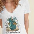 Magical Book Dragon Fantasy Reading Enthusiast Art Women's Jersey Short Sleeve Deep V-Neck Tshirt Magical Book Dragon Fantasy Reading Enthusiast Art Women's Jersey Short Sleeve Deep V-Neck Tshirt