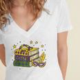 Mardi Gras Book Lover Reading Reader Men Women Kids Women's Jersey Short Sleeve Deep V-Neck Tshirt