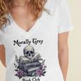 Morally Grey Book Club Gothic Vintage Style Women's Jersey Short Sleeve Deep V-Neck Tshirt Morally Grey Book Club Gothic Vintage Style Women's Jersey Short Sleeve Deep V-Neck Tshirt