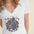 Morally Grey Skeleton Reading Smut Smutty Spicy Books Lover Women's Jersey Short Sleeve Deep V-Neck Tshirt Morally Grey Skeleton Reading Smut Smutty Spicy Books Lover Women's Jersey Short Sleeve Deep V-Neck Tshirt