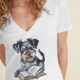 Nerdy Schnauzer Dog Book Lover Glasses Cute Pet For Men Women Kids Women's Jersey Short Sleeve Deep V-Neck Tshirt Nerdy Schnauzer Dog Book Lover Glasses Cute Pet For Men Women Kids Women's Jersey Short Sleeve Deep V-Neck Tshirt