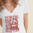 North Pole Book Club Christmas Women's Jersey Short Sleeve Deep V-Neck Tshirt North Pole Book Club Christmas Women's Jersey Short Sleeve Deep V-Neck Tshirt