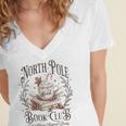 North Pole Book Club Christmas Xmas Hot Cocoa Bookish Women's Jersey Short Sleeve Deep V-Neck Tshirt