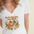 We Do Not Care Club WDNC Reading Book Boho Floral Women's Jersey Short Sleeve Deep V-Neck Tshirt