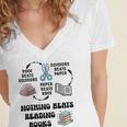 Nothing Beats Reading Rock Paper Scissors Reader Book Lover Women's Jersey Short Sleeve Deep V-Neck Tshirt