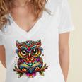 Owl With Glasses And Book Reading Women's Jersey Short Sleeve Deep V-Neck Tshirt Owl With Glasses And Book Reading Women's Jersey Short Sleeve Deep V-Neck Tshirt