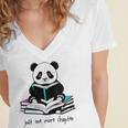 Panda Reading Chapter Books Women's Jersey Short Sleeve Deep V-Neck Tshirt Panda Reading Chapter Books Women's Jersey Short Sleeve Deep V-Neck Tshirt