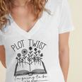 Plot Twist I'm Going To Be A Big Brothers Literary Book Boys Women's Jersey Short Sleeve Deep V-Neck Tshirt