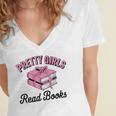 Pretty Girls Read Books Bookworm Book Lover Teacher Women's Jersey Short Sleeve Deep V-Neck Tshirt