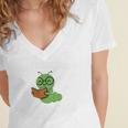Professional Bookworm Reading Lover Cute Worm Glasses Book Women's Jersey Short Sleeve Deep V-Neck Tshirt