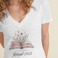 Quote New Chapter Begins Retired 2025 Floral Open Book Women's Jersey Short Sleeve Deep V-Neck Tshirt Quote New Chapter Begins Retired 2025 Floral Open Book Women's Jersey Short Sleeve Deep V-Neck Tshirt