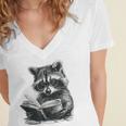 Raccoon With Book Cute Raccoons Reading Books Women's Jersey Short Sleeve Deep V-Neck Tshirt Raccoon With Book Cute Raccoons Reading Books Women's Jersey Short Sleeve Deep V-Neck Tshirt