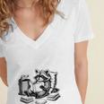Raccoon Reading A Book Vintage Trash Reader Women's Jersey Short Sleeve Deep V-Neck Tshirt