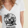 Raccoon Reading Books Summer Humor Trash Reader Women's Jersey Short Sleeve Deep V-Neck Tshirt Raccoon Reading Books Summer Humor Trash Reader Women's Jersey Short Sleeve Deep V-Neck Tshirt