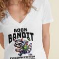 Racoon-Bookworm-Book Bandit-Fueled By Fiction Women's Jersey Short Sleeve Deep V-Neck Tshirt Racoon-Bookworm-Book Bandit-Fueled By Fiction Women's Jersey Short Sleeve Deep V-Neck Tshirt