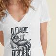 Racoon Reading Spicy Smutty Book Booktok I Read Trashy Books Women's Jersey Short Sleeve Deep V-Neck Tshirt Racoon Reading Spicy Smutty Book Booktok I Read Trashy Books Women's Jersey Short Sleeve Deep V-Neck Tshirt