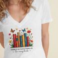 There Is No Such Thing As Too Many Books Shirts Bookish Women's Jersey Short Sleeve Deep V-Neck Tshirt