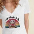 I Read Alotl Axolotl Retro Reading Books Lover Vintage Women's Jersey Short Sleeve Deep V-Neck Tshirt