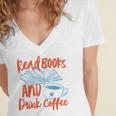 Read Book And Drink Coffee Book Club Reading Women's Jersey Short Sleeve Deep V-Neck Tshirt