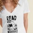 Read More Books Ghost Halloween Reading Teacher Literacy Women's Jersey Short Sleeve Deep V-Neck Tshirt Read More Books Ghost Halloween Reading Teacher Literacy Women's Jersey Short Sleeve Deep V-Neck Tshirt