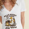 Read Books Be Kind Stay Weird Bookish Silly Goose Reading Women's Jersey Short Sleeve Deep V-Neck Tshirt