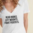 Read Books Lift Weights Fight Fascists Premium Tri-Blend Women's Jersey Short Sleeve Deep V-Neck Tshirt
