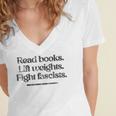 Read Books Lift Weights Fight Fascists Vintage Women's Jersey Short Sleeve Deep V-Neck Tshirt Read Books Lift Weights Fight Fascists Vintage Women's Jersey Short Sleeve Deep V-Neck Tshirt