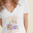 Read Books Be Weird Stay Feral Cat Women's Jersey Short Sleeve Deep V-Neck Tshirt