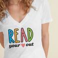 Read Your Heart Read Reading Librarian Book Across America Women's Jersey Short Sleeve Deep V-Neck Tshirt