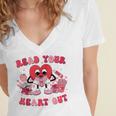 Read Your Heart Out Valentines Day Teachers Book Lovers Women's Jersey Short Sleeve Deep V-Neck Tshirt