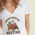 I Read Past My Bedtime Reading Dinosaur Book Lover Women's Jersey Short Sleeve Deep V-Neck Tshirt