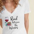 Read Between The Wines Im Just a Girl Who Loves Books & Wine Women's Jersey Short Sleeve Deep V-Neck Tshirt Read Between The Wines Im Just a Girl Who Loves Books & Wine Women's Jersey Short Sleeve Deep V-Neck Tshirt