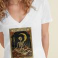 The Reader Tarot Card Book Lover Skeleton Art Goth Style Women's Jersey Short Sleeve Deep V-Neck Tshirt The Reader Tarot Card Book Lover Skeleton Art Goth Style Women's Jersey Short Sleeve Deep V-Neck Tshirt
