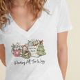 Reading All The Way Christmas Book Lover For Women And Teens Women's Jersey Short Sleeve Deep V-Neck Tshirt Reading All The Way Christmas Book Lover For Women And Teens Women's Jersey Short Sleeve Deep V-Neck Tshirt