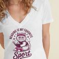 Reading Is My Favorite Sport Cat And Book Lover Women Women's Jersey Short Sleeve Deep V-Neck Tshirt Reading Is My Favorite Sport Cat And Book Lover Women Women's Jersey Short Sleeve Deep V-Neck Tshirt
