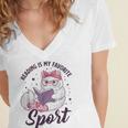 Reading Is My Favorite Sport Saying Cat And Book Lover Women's Jersey Short Sleeve Deep V-Neck Tshirt Reading Is My Favorite Sport Saying Cat And Book Lover Women's Jersey Short Sleeve Deep V-Neck Tshirt