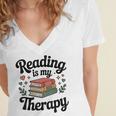 Reading Is My Therapy Book Lover Bookworm Women's Jersey Short Sleeve Deep V-Neck Tshirt Reading Is My Therapy Book Lover Bookworm Women's Jersey Short Sleeve Deep V-Neck Tshirt