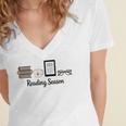 Reading Season Book Lover Librarian Cozy Bookworm Women's Jersey Short Sleeve Deep V-Neck Tshirt