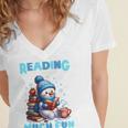 Reading Is Snow Much Fun Christmas Xmas Book Reading Women's Jersey Short Sleeve Deep V-Neck Tshirt Reading Is Snow Much Fun Christmas Xmas Book Reading Women's Jersey Short Sleeve Deep V-Neck Tshirt