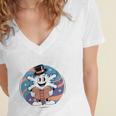 Reading Is Snow Much Fun Snowflake Top Hat Book Fan Winter Women's Jersey Short Sleeve Deep V-Neck Tshirt