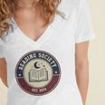 Reading Society Est 2024 Vintage Book Club Women's Jersey Short Sleeve Deep V-Neck Tshirt