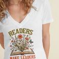 Reading Squad Book Lover Bookish Floral Readers Make Leaders Women's Jersey Short Sleeve Deep V-Neck Tshirt Reading Squad Book Lover Bookish Floral Readers Make Leaders Women's Jersey Short Sleeve Deep V-Neck Tshirt