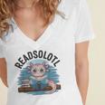 Readsolotl Book Lover Reading Axolotl Kids Reader Women's Jersey Short Sleeve Deep V-Neck Tshirt