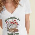 All I Really Need Are Books And Cats Book Lover Tee Women's Jersey Short Sleeve Deep V-Neck Tshirt