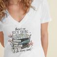 There's No Such Thing As Too Many Book Women's Jersey Short Sleeve Deep V-Neck Tshirt