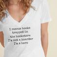 I Rescue Books Trapped In The Bookstore Book Hoarder Women's Jersey Short Sleeve Deep V-Neck Tshirt